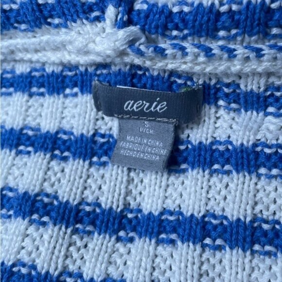 Aerie Small Knit Sweater Pullover Tops Long Tie Up Boho Indie Y2K White Cotton S - Picture 6 of 8